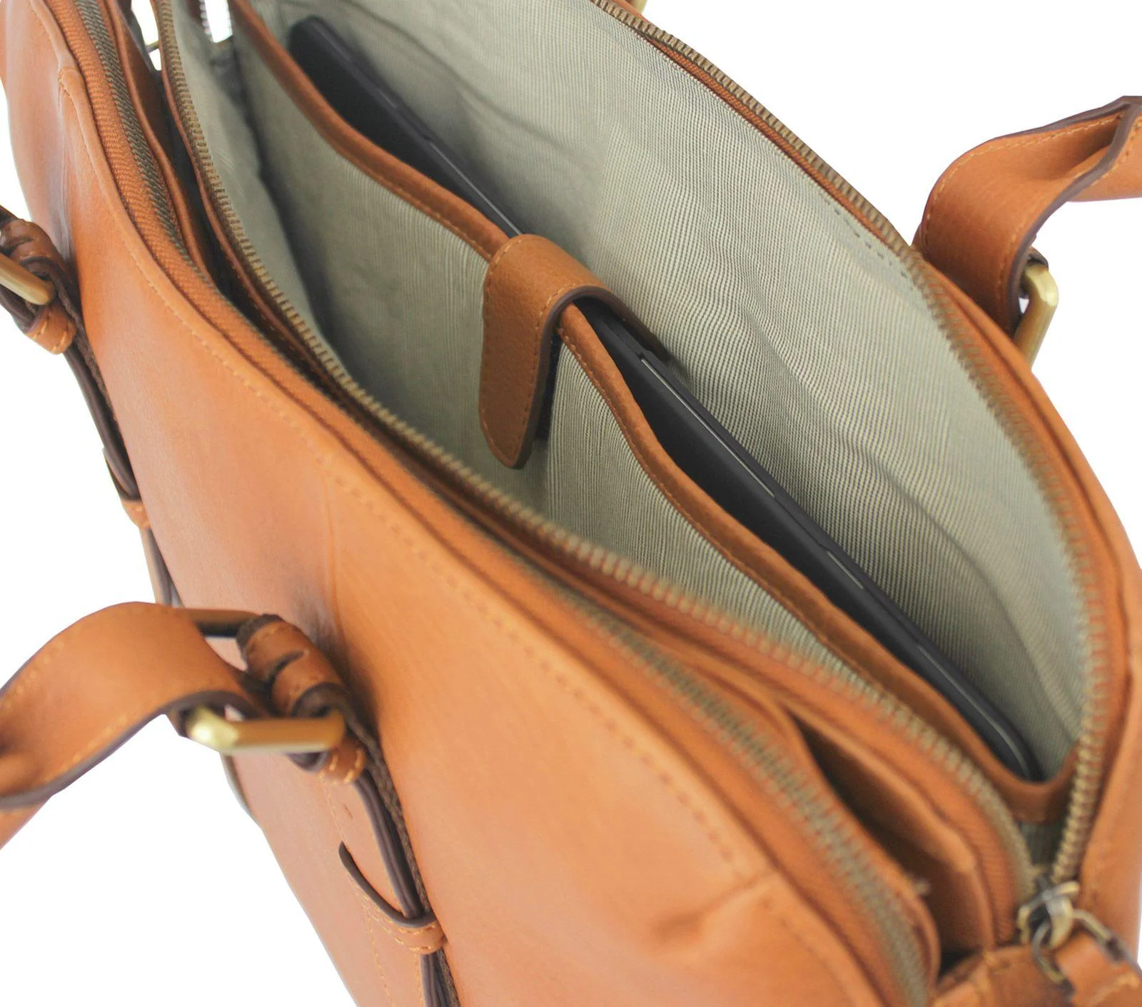 DUAL ZIP LAPTOP BAG LEATHER 15 INCH - Image 12