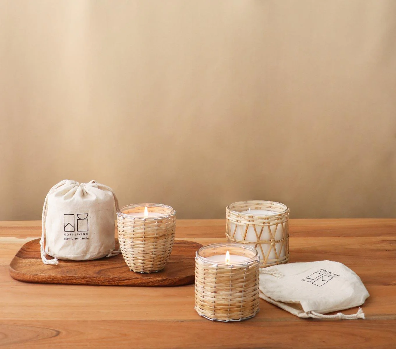 SNOW GLASS CANDLE - BAMBOO WEAVE - Image 3