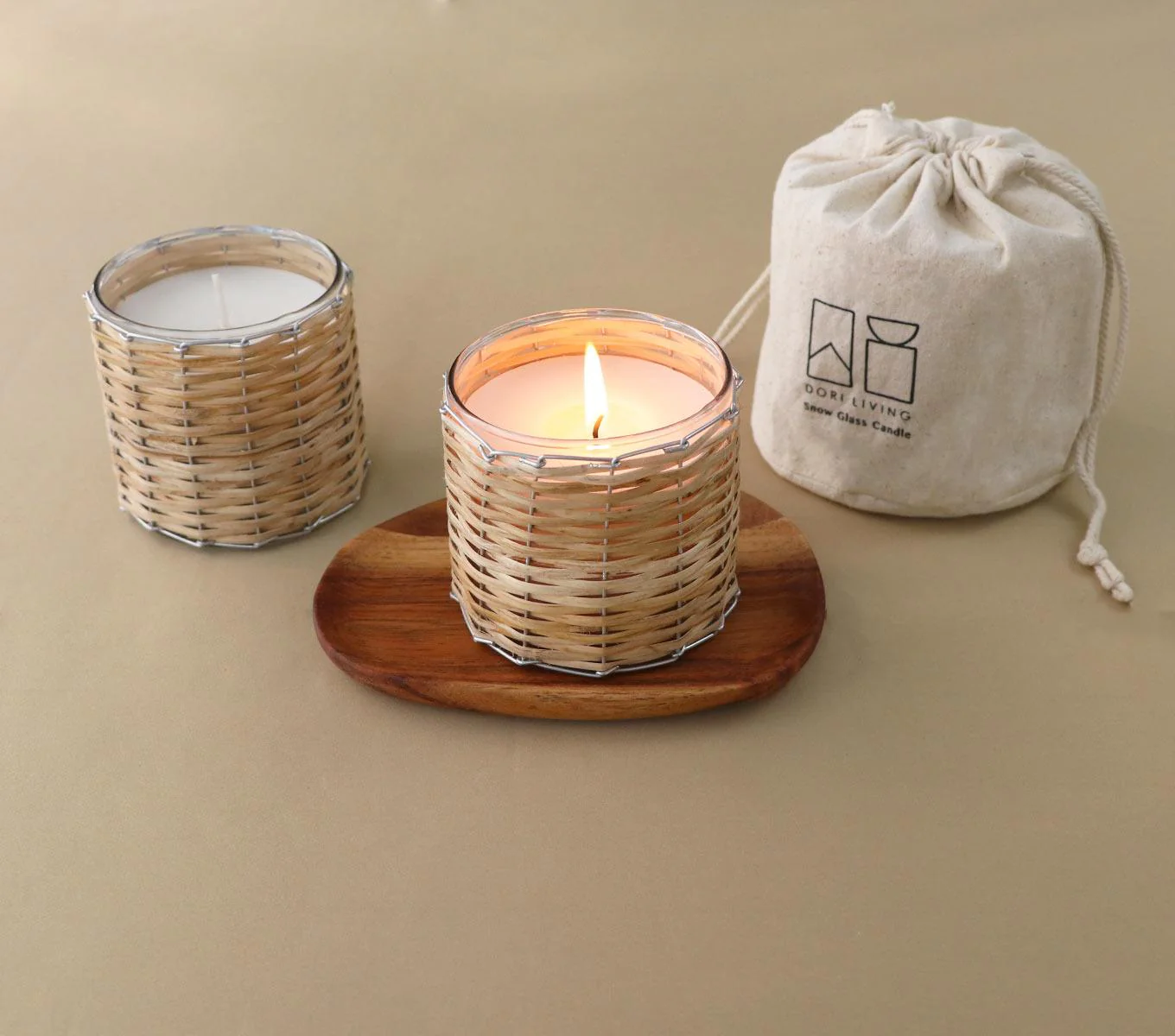 SNOW GLASS CANDLE - BAMBOO WEAVE - Image 5