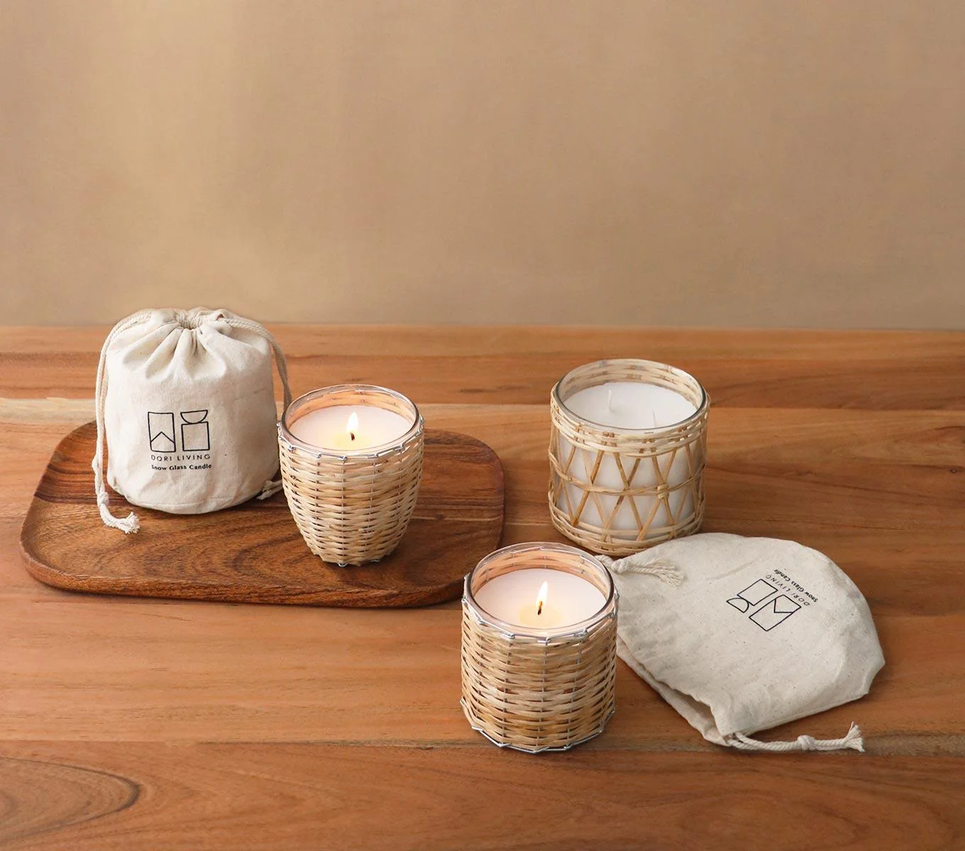 SNOW GLASS CANDLE - BASKET WEAVE - Image 4